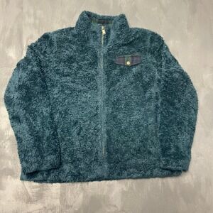 Vintage Sherpa Fleece Plaid Trim Jacket Men XL Blue 2000s Pendleton